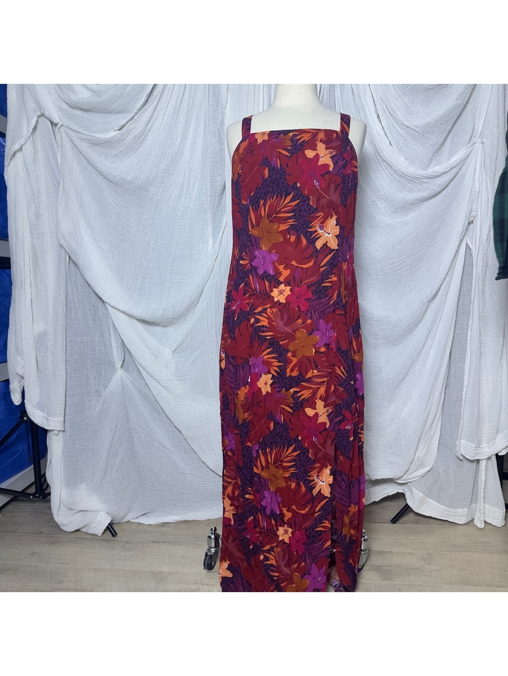 Vintage Floral Purple Maxi Dress Size 12 by Dress Barn